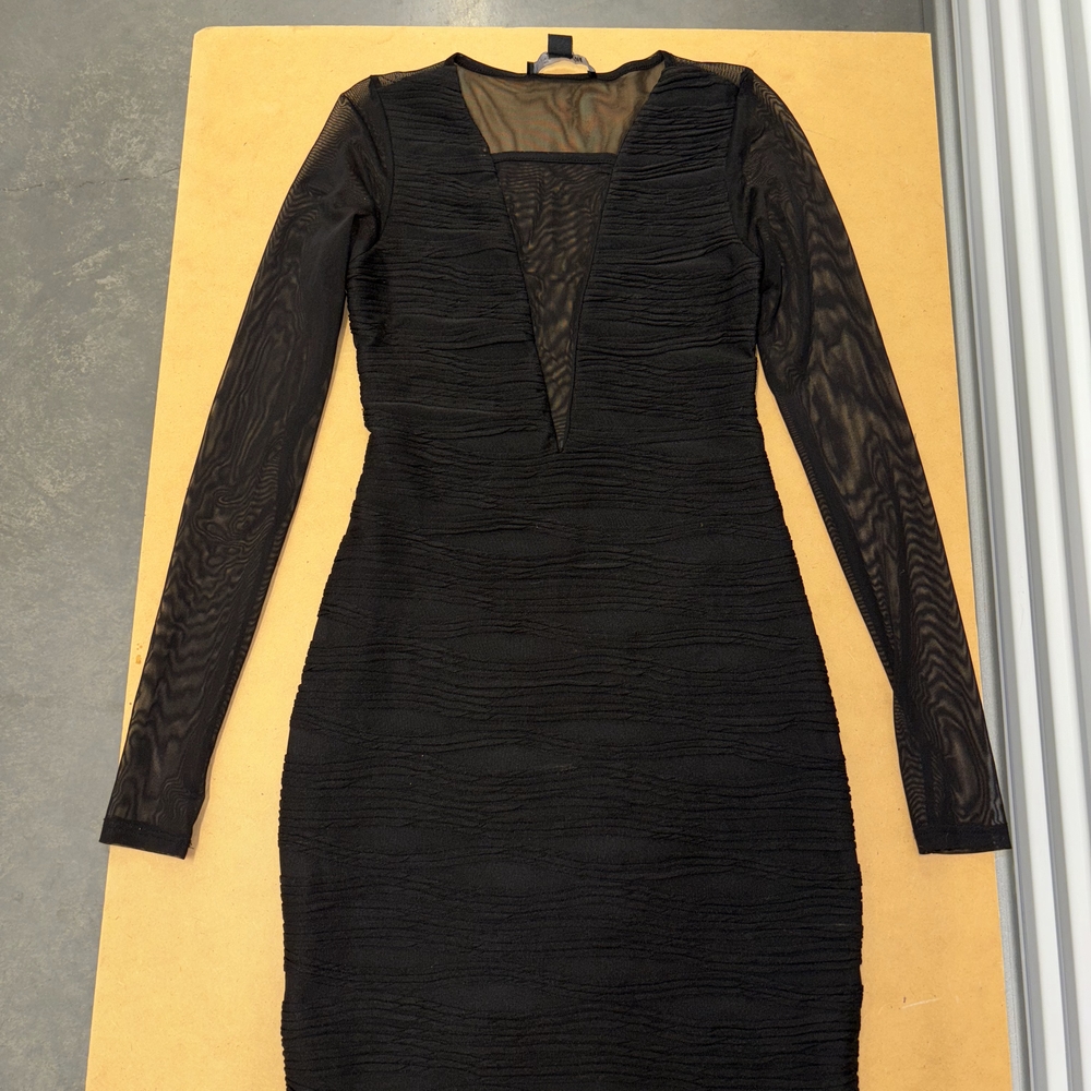 Forever 21 Women's Black long sleeve Mesh Bodycon Dress
